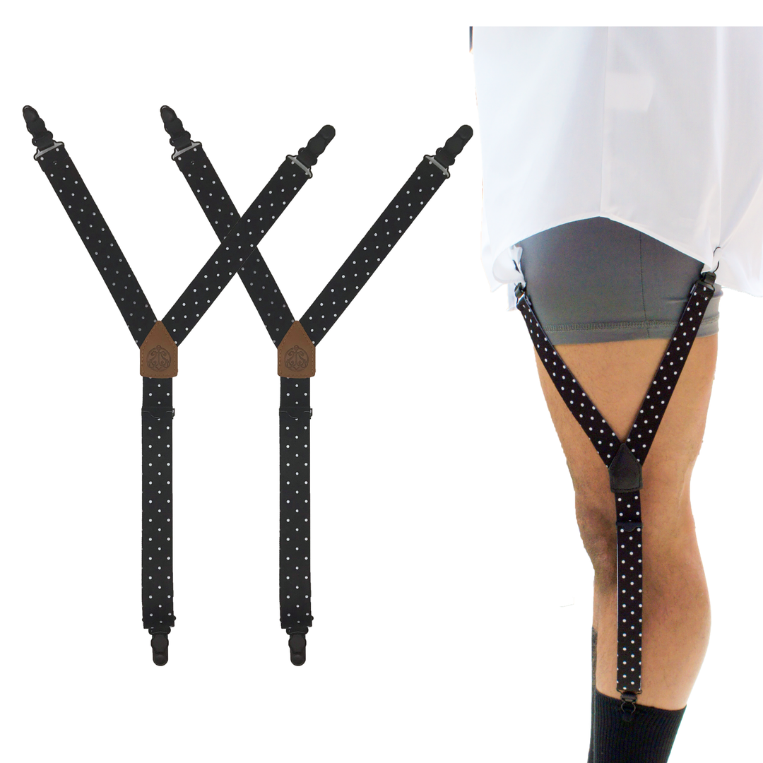 dress shirt sock straps HoldUp Suspender Company Hold-ups Dress Shirt Stays Y-style Suspenders with Patented Plastic Gripper Clasps, Black